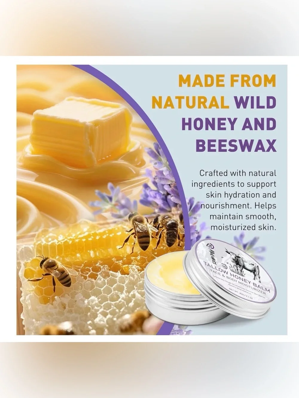 Tallow Honey Balm Face & Body Moisturizer - Lavender (Cream)